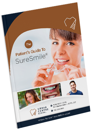 Invisalign Guide Cover Image by Urban Centre Dental with woman in clear aligners